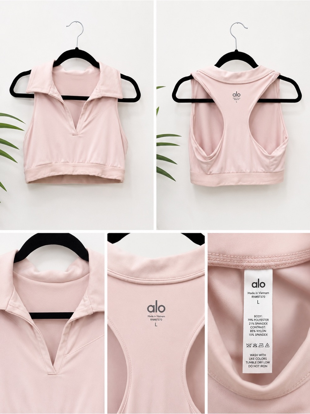 ALO Yoga Blush Pink Racerback Cropped Sports Bra Top